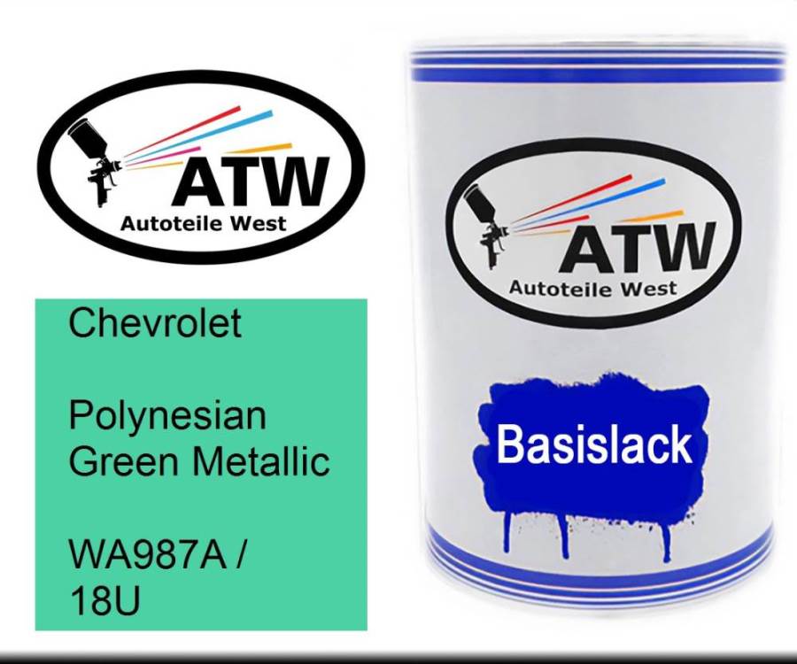 Chevrolet, Polynesian Green Metallic, WA987A / 18U: 500ml Lackdose, von ATW Autoteile West.